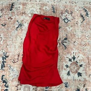 Zara Women's Vibrant Red Pencil Skirt